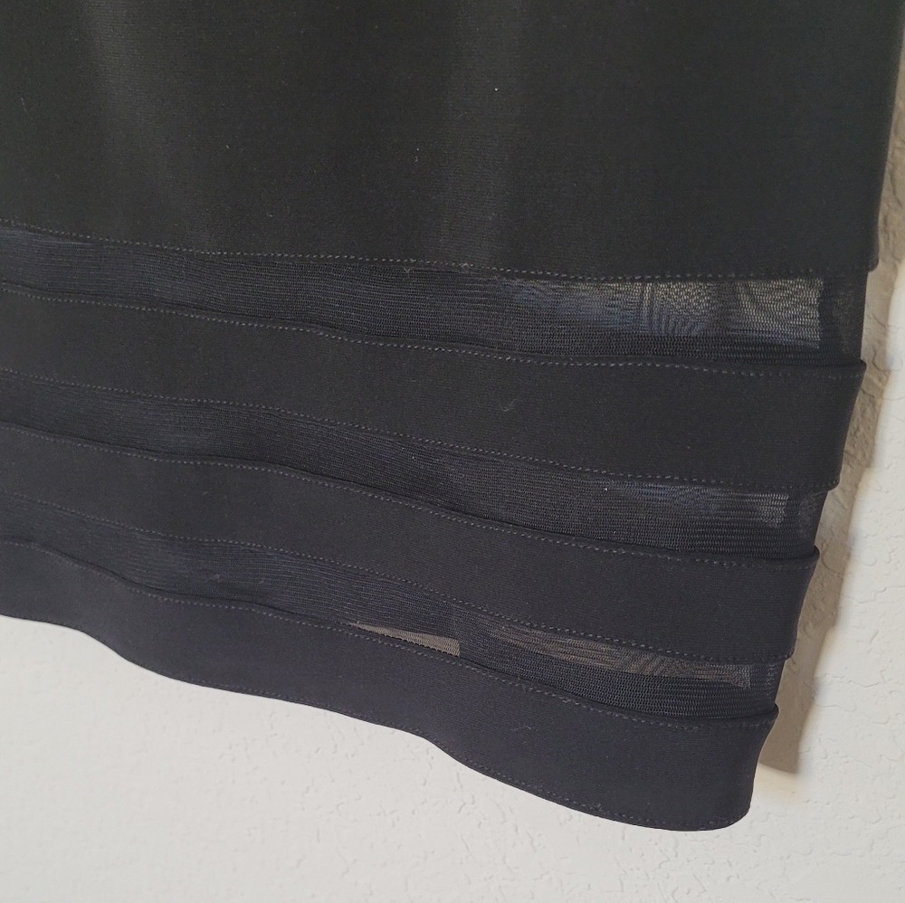 Joseph Ribkoff Black Dress with Mesh Accents Sz 4 - Picture 7 of 16